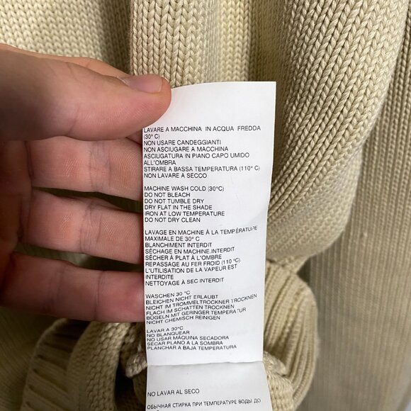 1017 ALYX 9SM Treated Logo Knit Hooded Sweater Beige Cotton Size XL - Picture 7 of 11